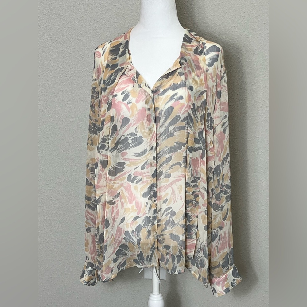 Tog Shop Colorful sheer button up blouse size 18